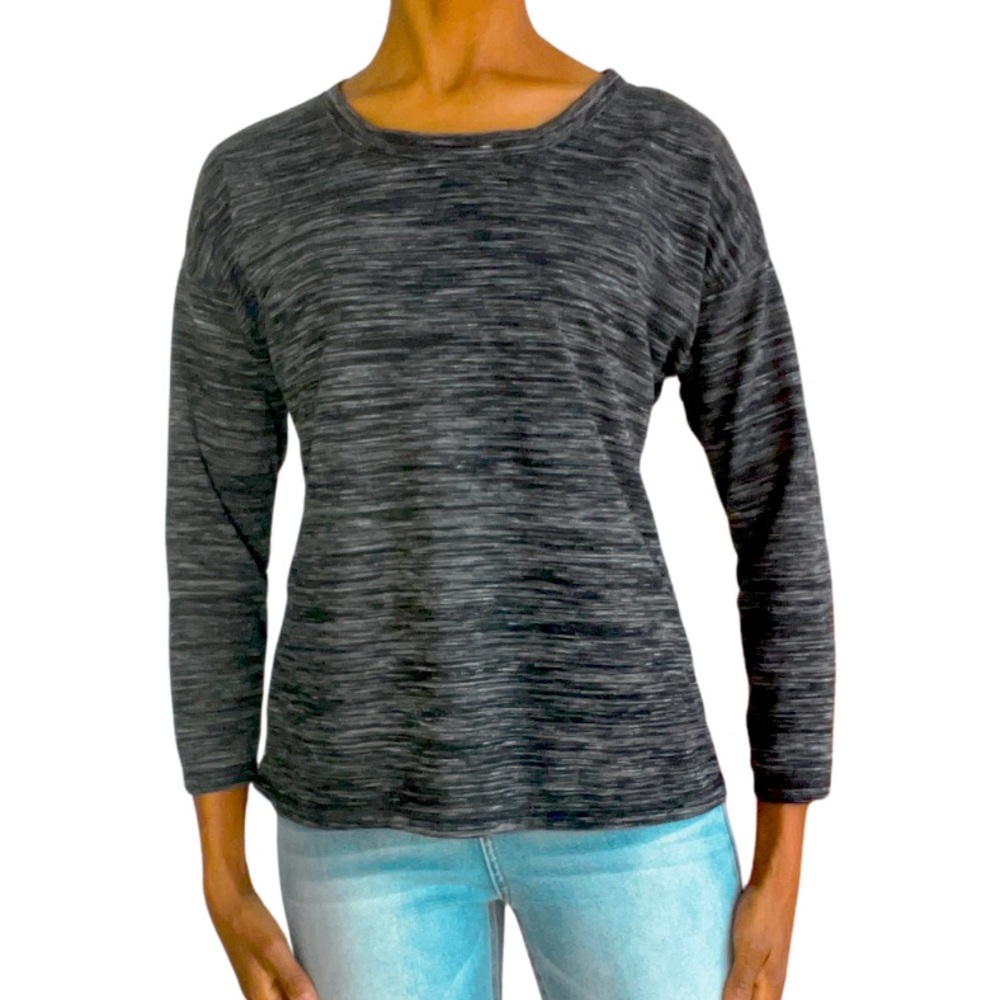 ABS || LONG SLEEVE LIGHTWEIGHT SWEATER || BLACK & GREY || SIZE: LARGE